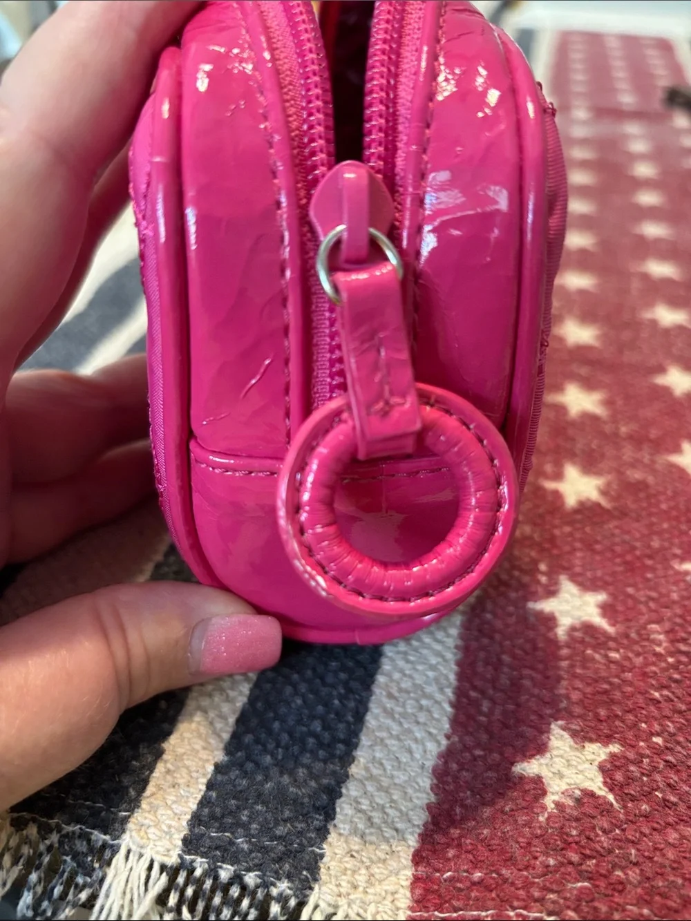 Vera Bradley Hot Pink Quilted Cosmetic Pouch with Silver Accent